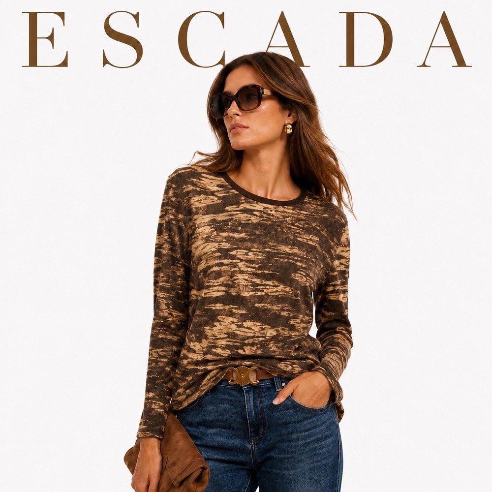 Escada Brown and Tan Knit Top